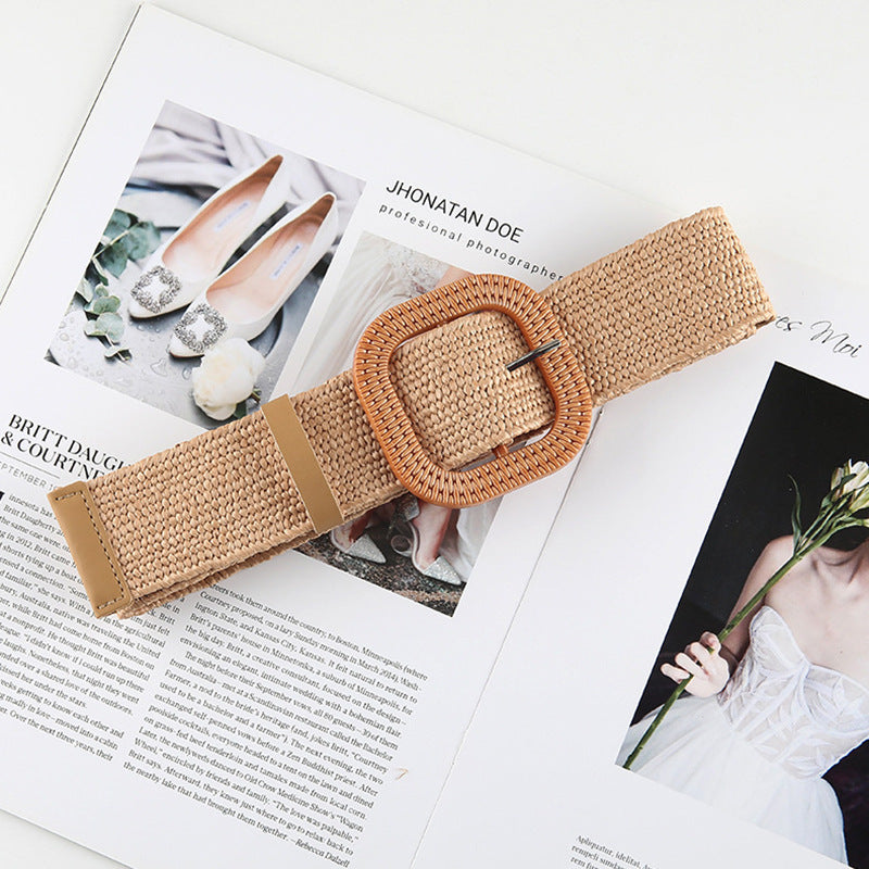 Cotton And Linen Straw Woven Belt Women Cotton And Linen Straw Woven Belt Women